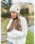 Daisy Patterned Faux Fur Beanie