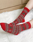 Jacquard Deer Stripe Crew Socks
