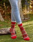 Jacquard Deer Stripe Crew Socks