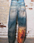 Horse Print Barrel Jeans