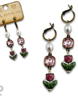 Ceramic flower charm earring with Austrian crystal