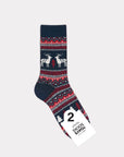 Jacquard Deer Stripe Crew Socks