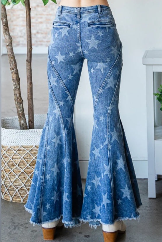 Ebony Starburst Ruffle Flares