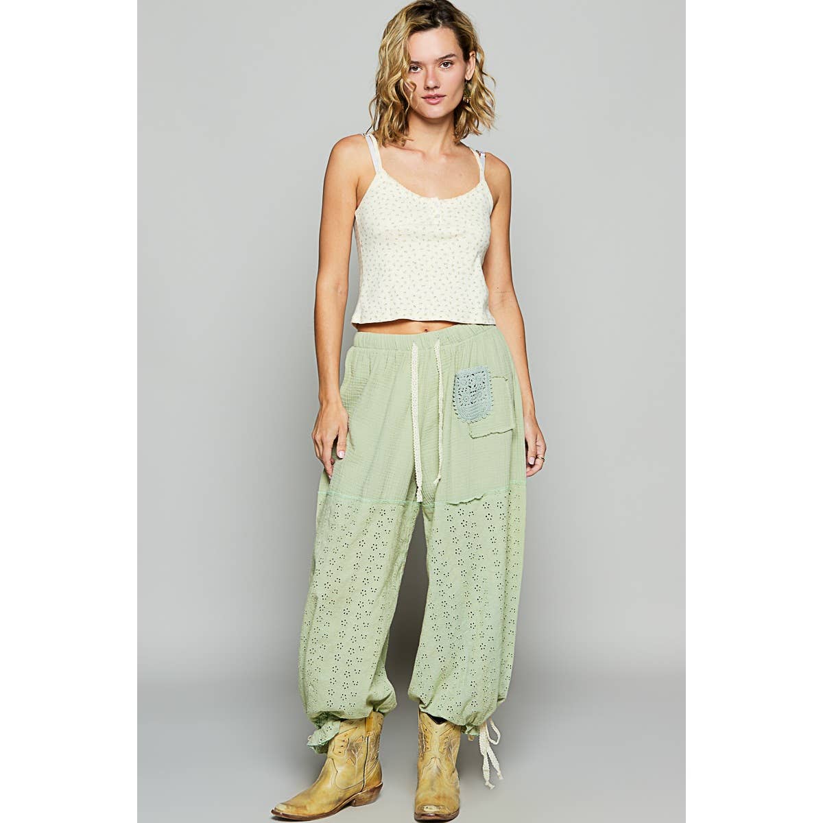 Eyelet Gauze Pants