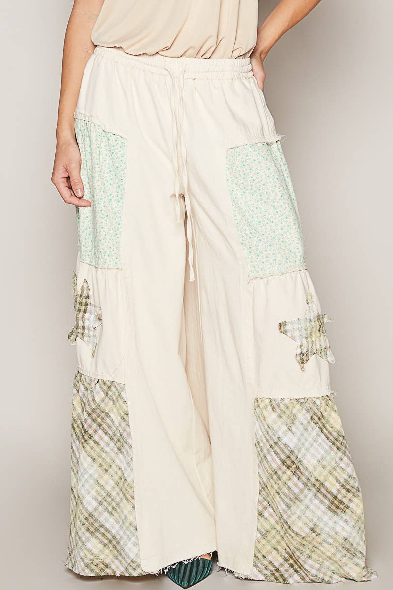 Boho Star patch wide leg pants