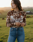 Cowhide Buckaroo LS Mesh Top