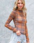 Fall Plaid Mesh Top