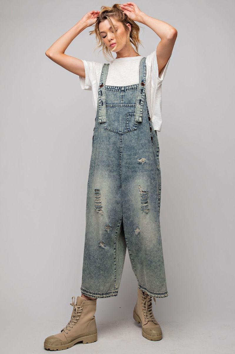 Washed Denim Oversized Jumpsuit