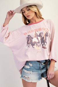 Wild Horses 3/4 Oversized Tee
