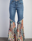 Boho Printed Denim Flares