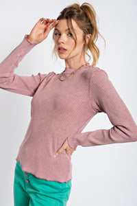 Mineral Wash Ribbed Long sleeve