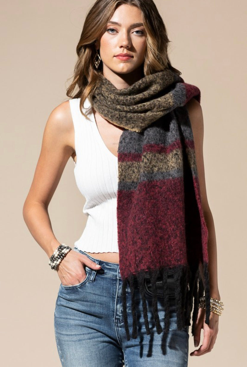 Giant Burgundy Plaid Scarf