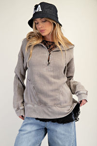 Mineral Wash Gauze Knit Hoodie