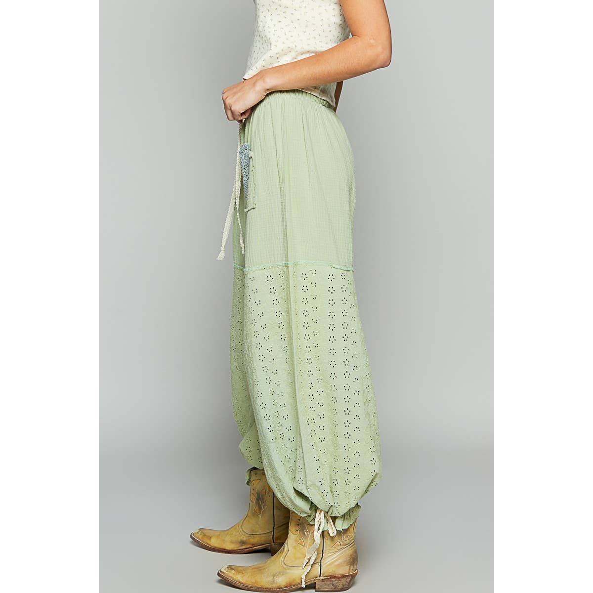 Eyelet Gauze Pants