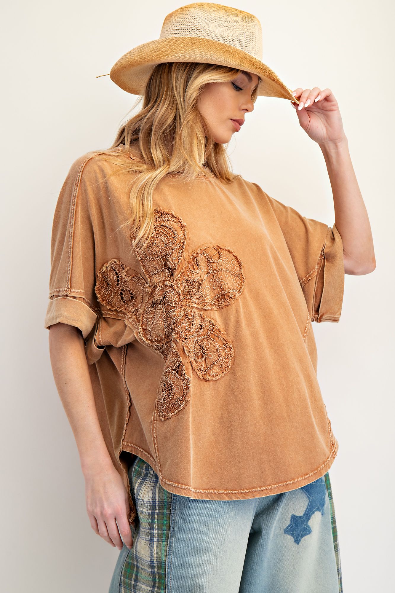Lace Flower Knit Top