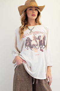 Wild Horses 3/4 Oversized Tee