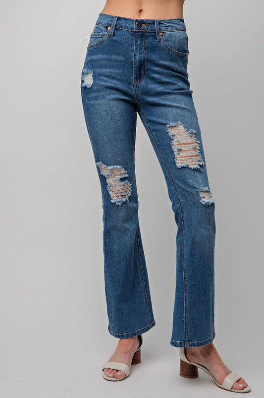 Distressed Denim Flares