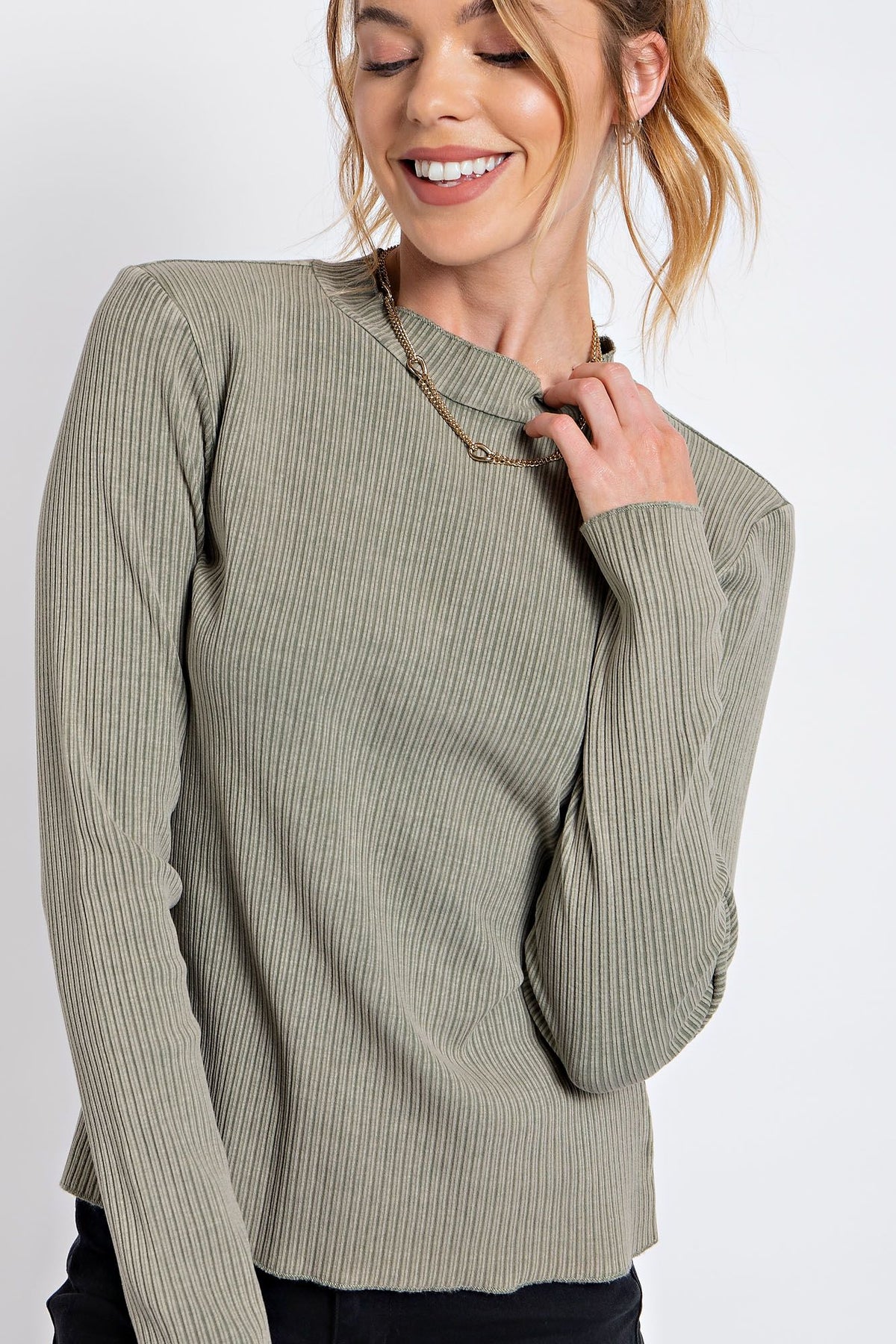 Mineral Wash Ribbed Long sleeve