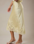 LACE TRIM BIAS CUT MIDI SKIRT