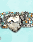 Rhinestone heart beaded bracelet