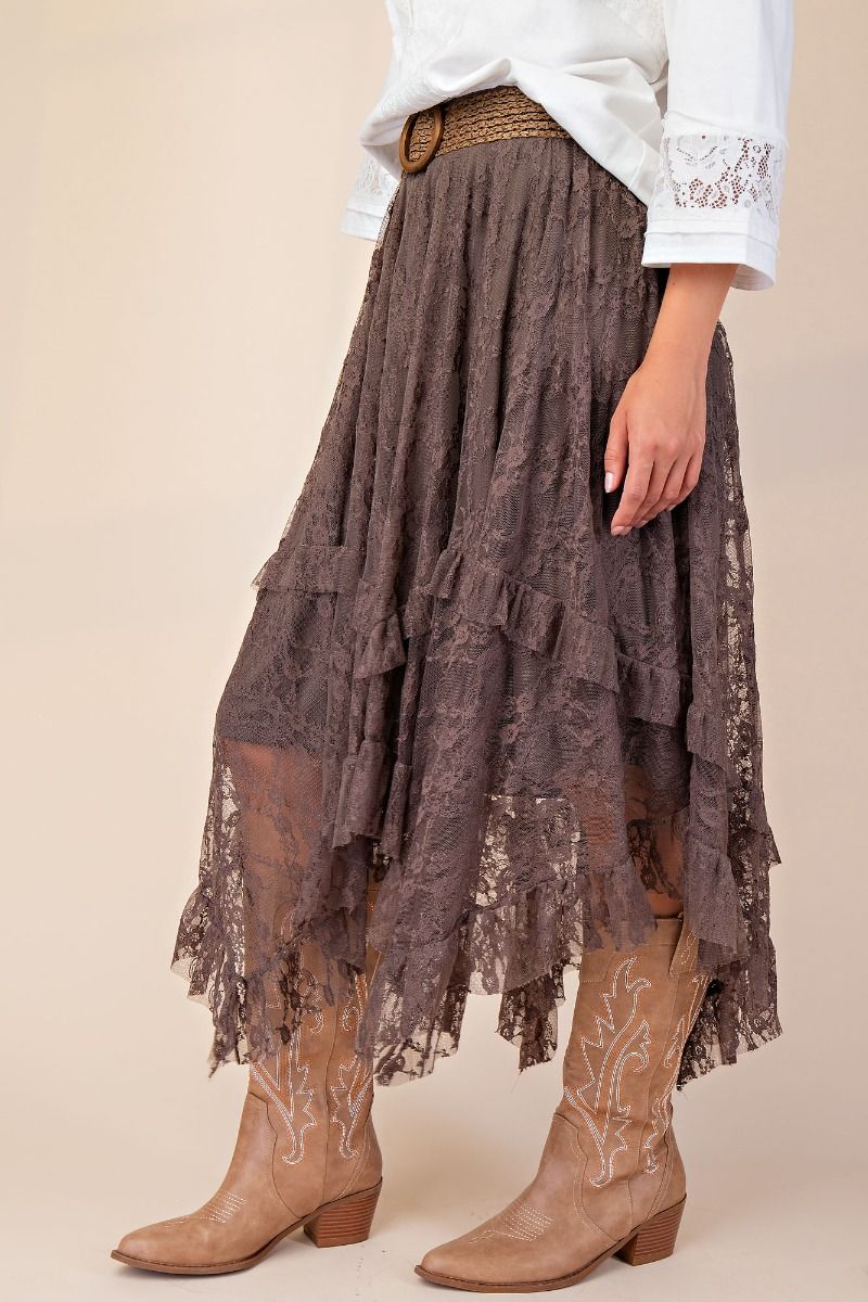 Allover Lace Sharkbite Skirt