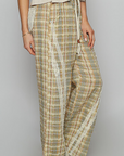 Woven Checkered Lace Pants