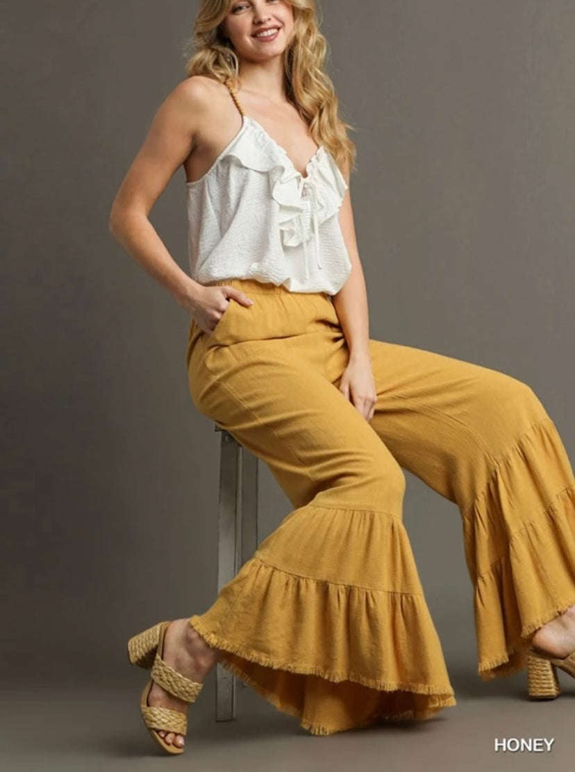 Ruffle Wide Leg Pants