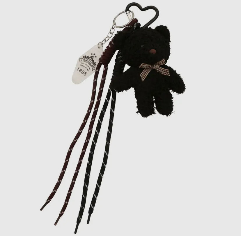 Teddy Bear Rope Bag Charm Black