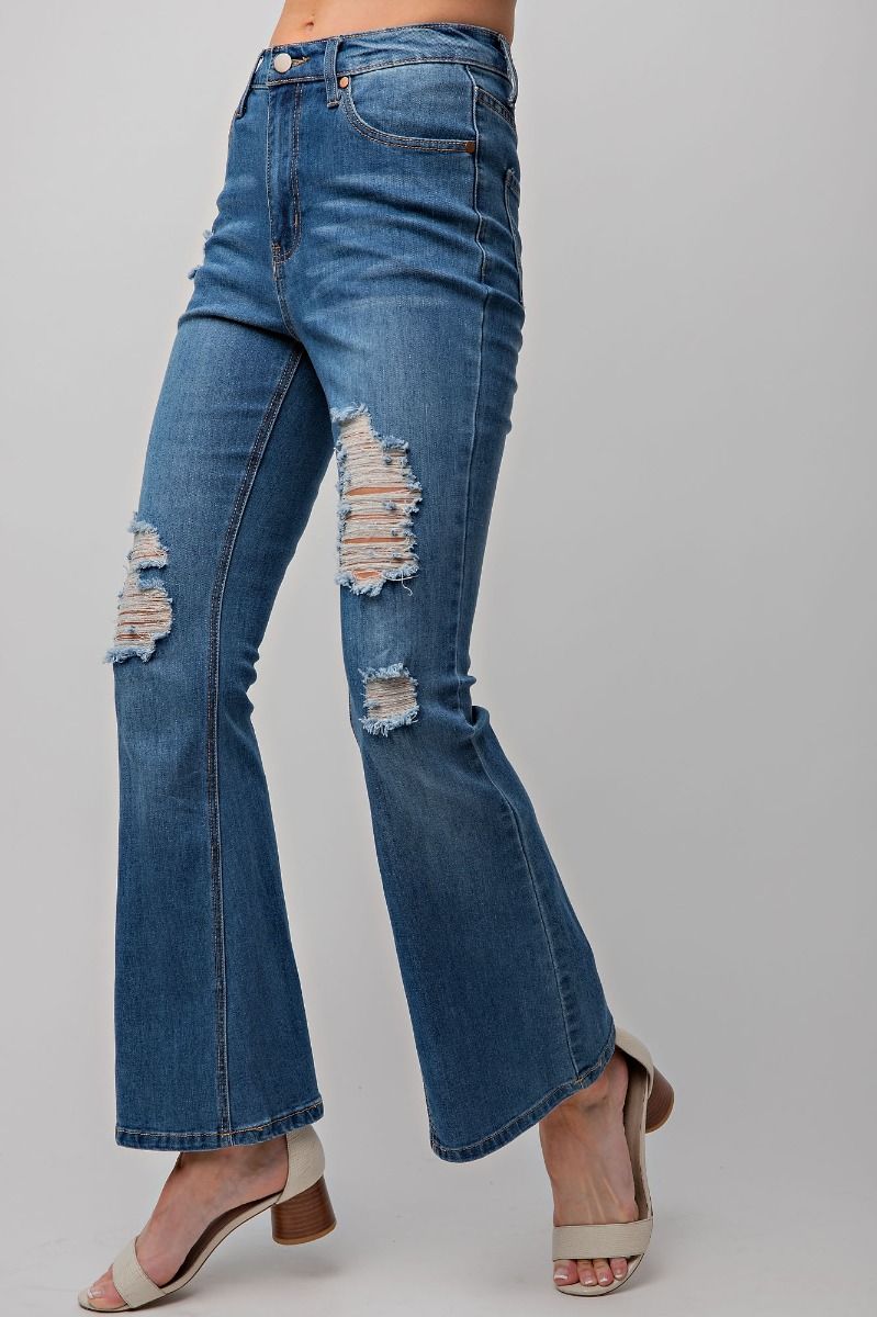 Distressed Denim Flares