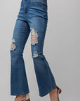 Distressed Denim Flares
