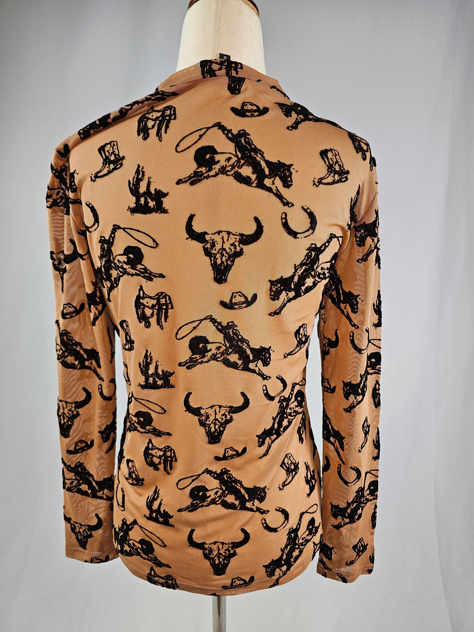 Cowboy Velvet Mesh Top