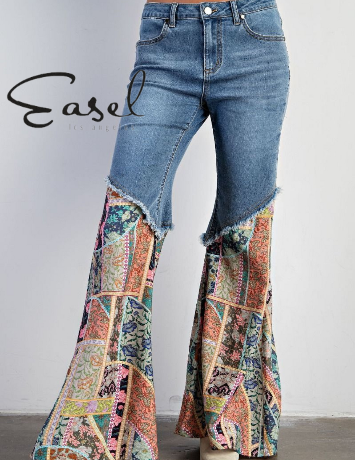 Boho Printed Denim Flares