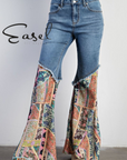 Boho Printed Denim Flares