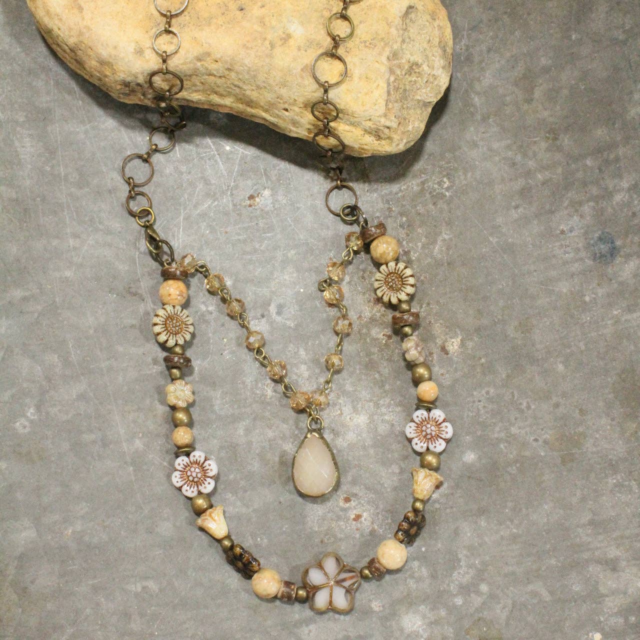 CZECH Me Out Elite Beige &amp; Natural Layered Necklace