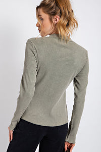 Mineral Wash Ribbed Long sleeve