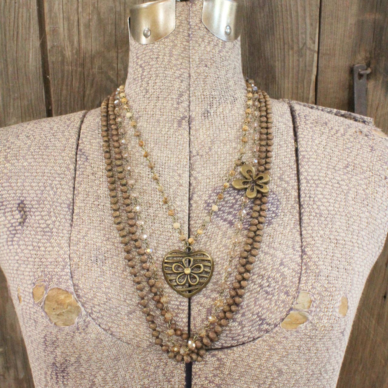 Shades Of All Natural Flower Layered Necklace