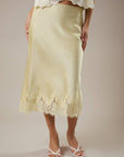 LACE TRIM BIAS CUT MIDI SKIRT