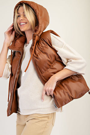 Faux Leather Puff Vest