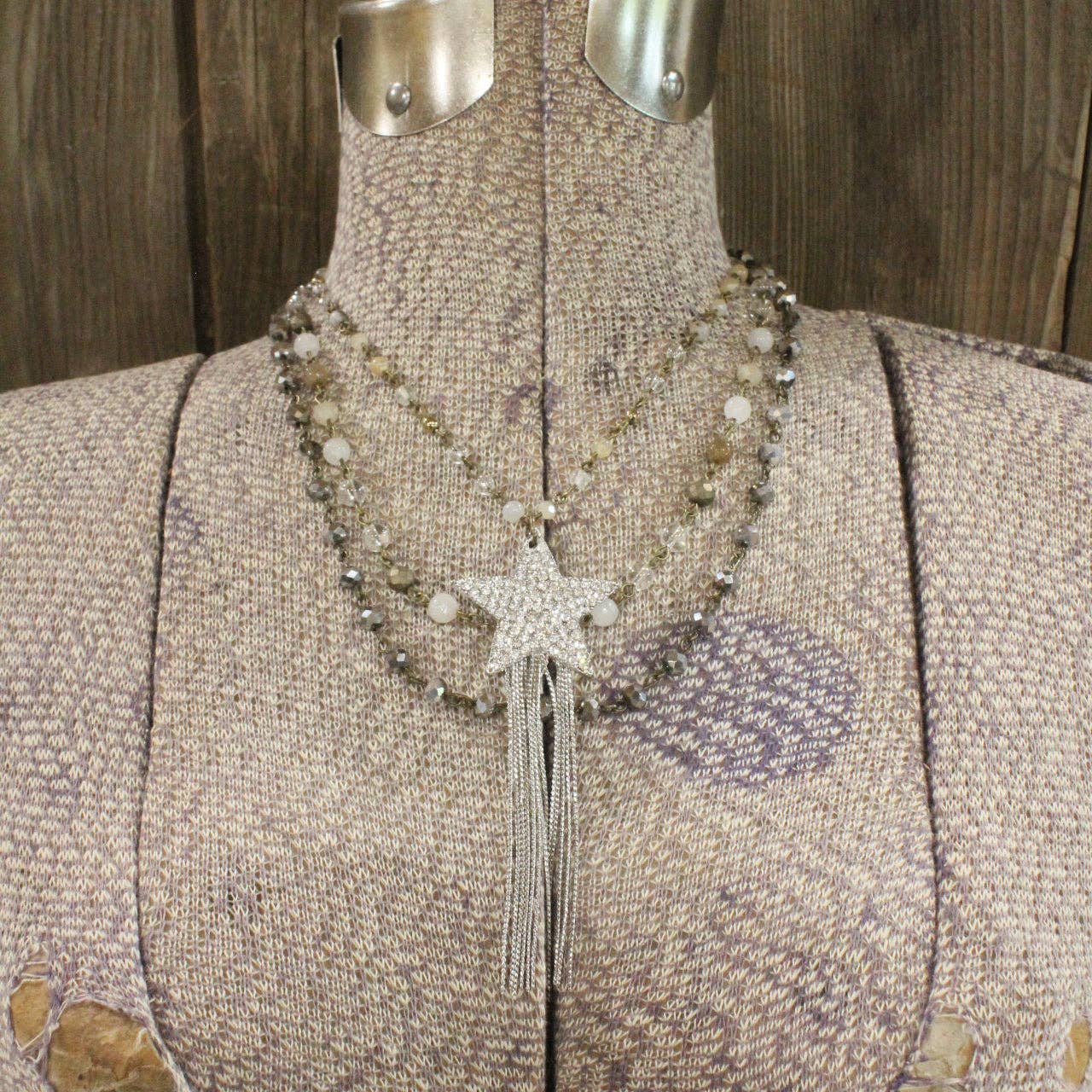 Falling Star Golden Bling Layered Necklace