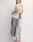 Floral Gauze Patched Maxi