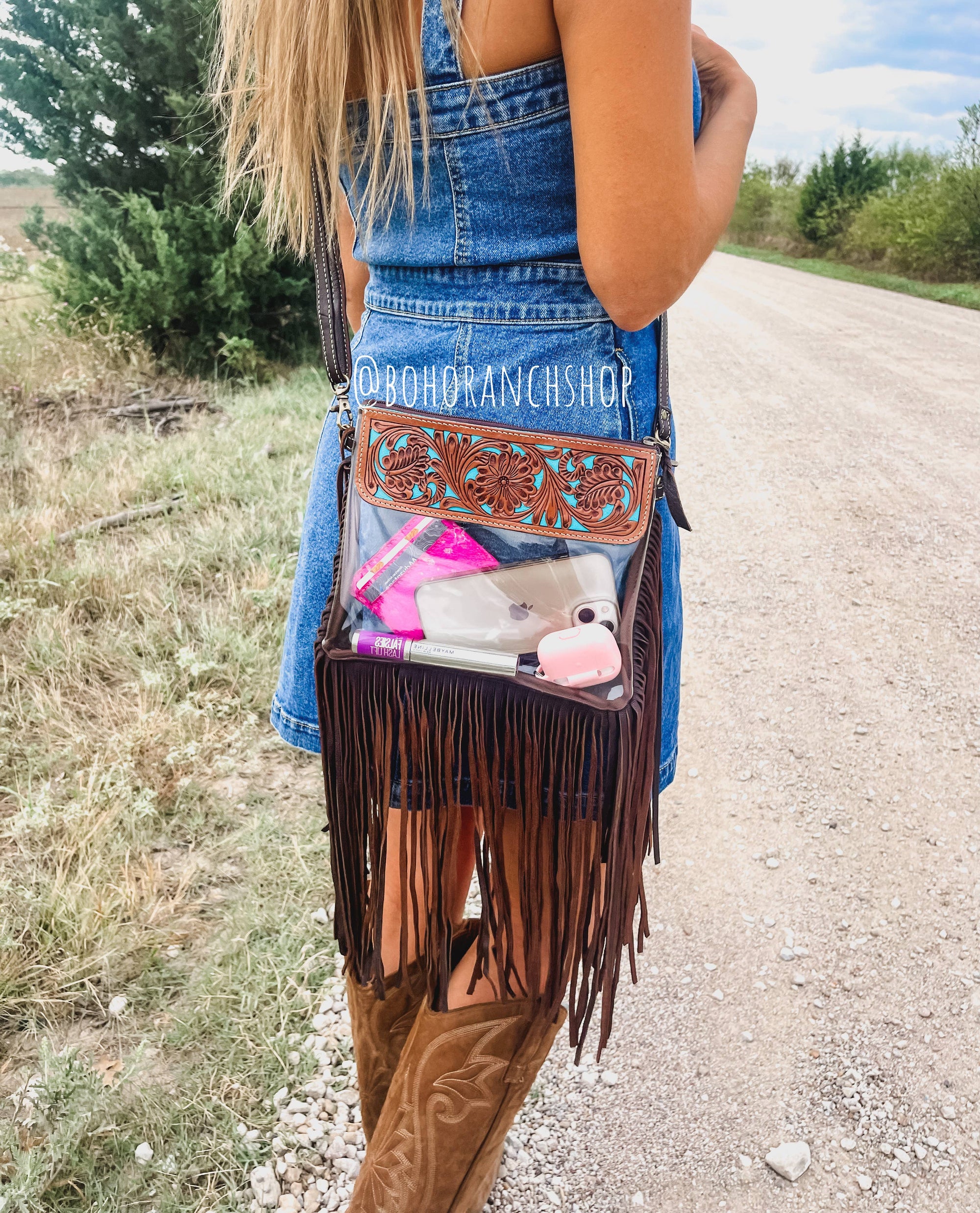 Western Boho Concert Clear Crossbody