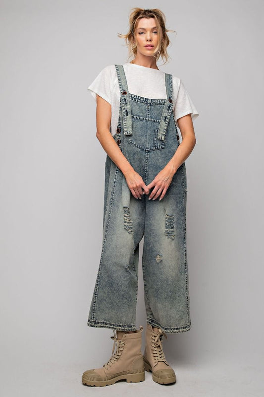 Washed Denim Oversized Jumpsuit