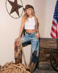Horse Print Barrel Jeans