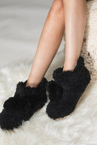 Cozy Slipper Booties with Ball Accent