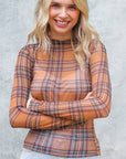 Fall Plaid Mesh Top