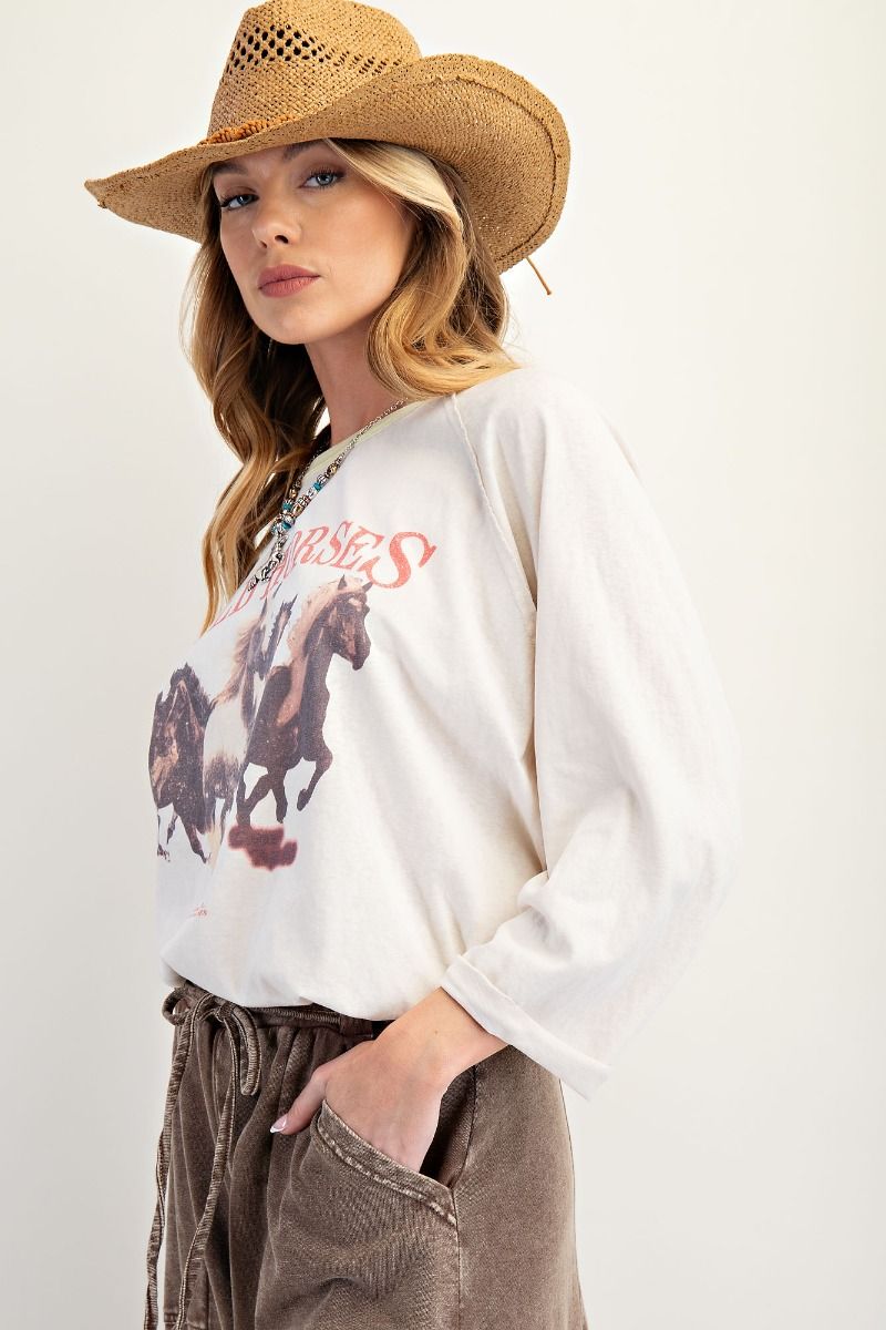 Wild Horses 3/4 Oversized Tee