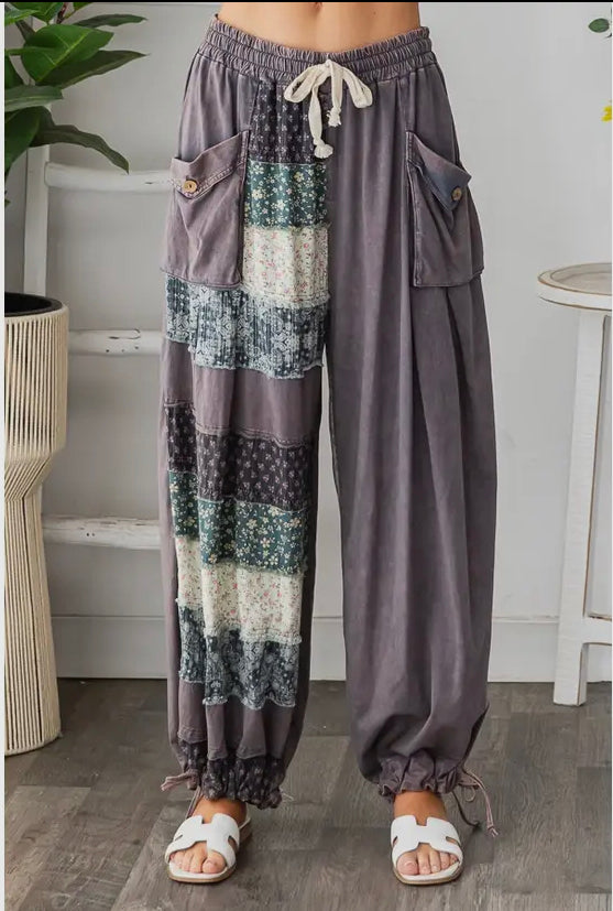 Mix Print Patched Pants