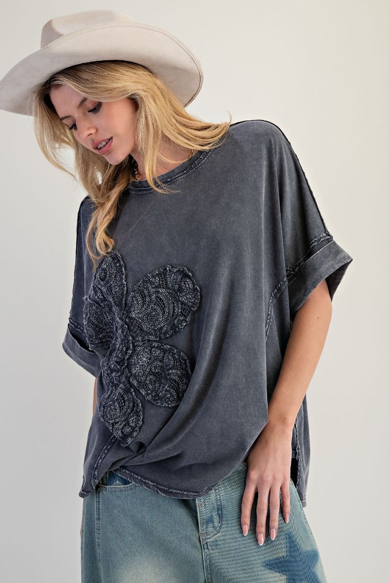 Lace Flower Knit Top