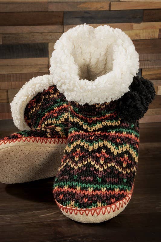 Hand Knitted Aztec Slipper Booties