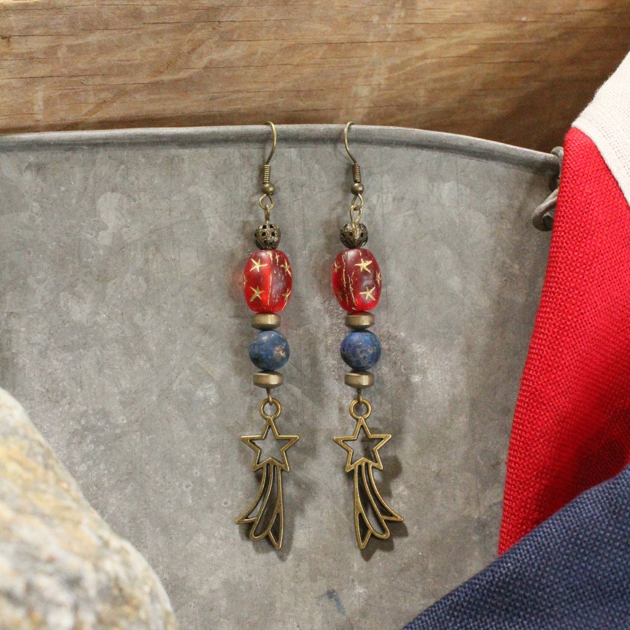 God Bless America Land That I Love Dangle Drop Earrings